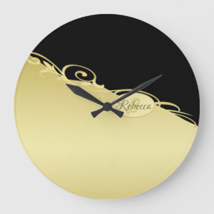 Luxury gold decorative on gold & black, Monogram, Large Clock