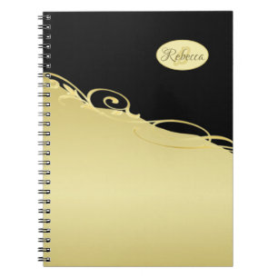 Luxury gold decorative on gold & black, Monogram Notebook