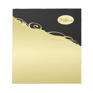 Luxury gold decorative on gold & black, Monogram Notepad