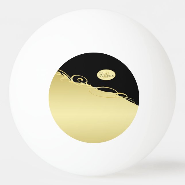 Luxury gold decorative on gold & black, Monogram Ping Pong Ball (Front)
