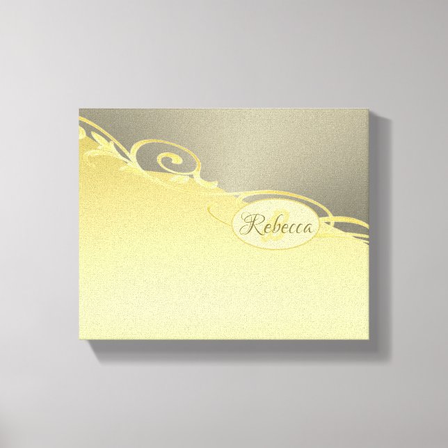 Luxury gold decorative on gold & silver, Monogram Canvas Print (Front)