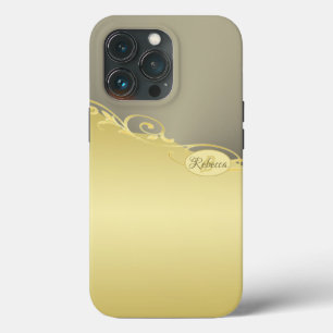 Luxury gold decorative on gold & silver, Monogram iPhone 13 Pro Case
