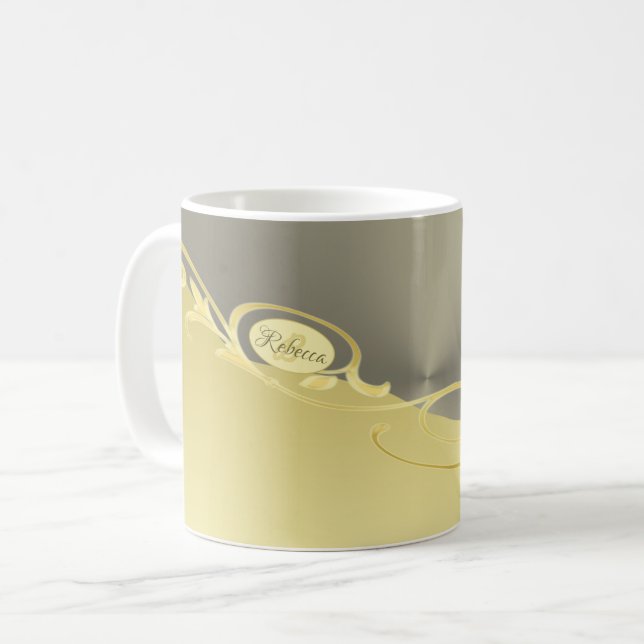 Luxury gold decorative on gold & silver, Monogram Coffee Mug (Front Left)