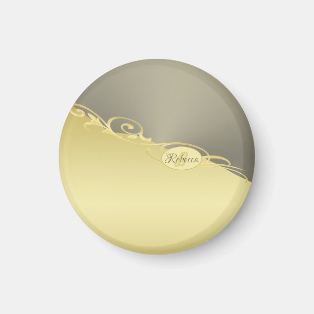 Luxury gold decorative on gold &  silver, Monogram Magnet (Front)