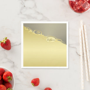 Luxury gold decorative on gold&silver, Monogram,  Napkin