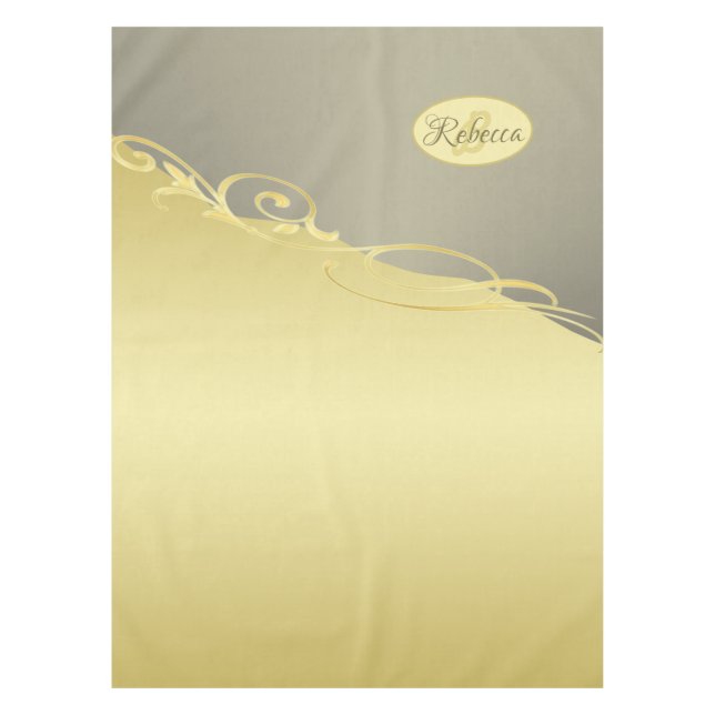 Luxury gold decorative on gold & silver, Monogram Tablecloth (Front)