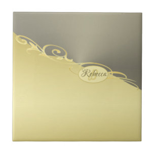 Luxury gold decorative on gold & silver, Monogram Tile