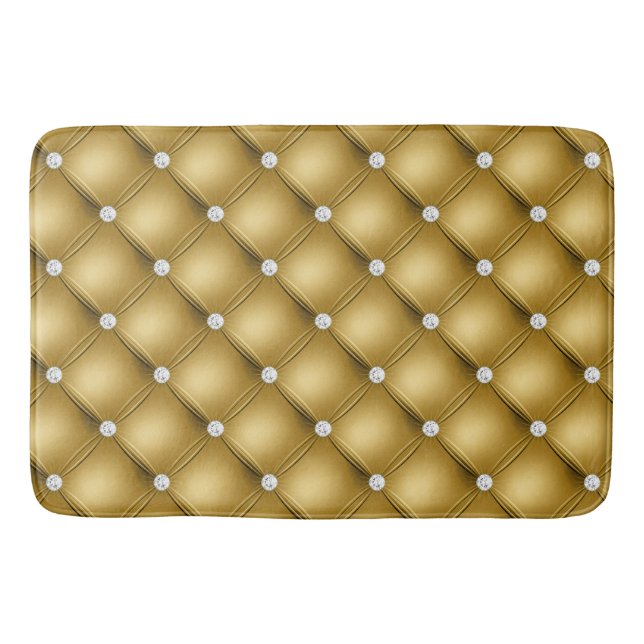 Luxury Gold Diamond Tufted Pattern Bath Mat (Front)