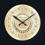 Luxury Gold Diamonds 25th Wedding Anniversary Round Clock<br><div class="desc">Elegant gold diamonds on a gold background.</div>