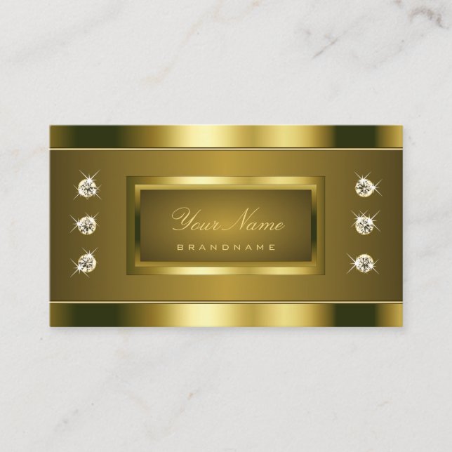 Luxury Gold Effect with Bright Faux Rhinestones Business Card (Front)