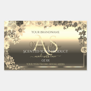 Luxury Gold Elegant Floral Product Labels Monogram