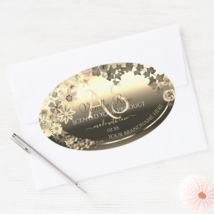 Luxury Gold Elegant Floral Product Labels Monogram