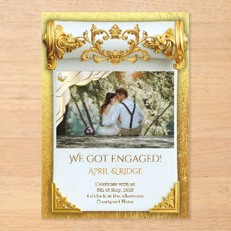 Luxury Gold Engagement I with Photo Elegant Custom Acrylic Invitations