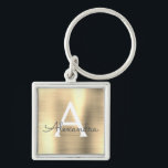 Luxury Gold Faux Stainless Steel Monogram Keychain<br><div class="desc">Luxury Gold Faux Stainless Steel Metallic Elegant Keychain. These Keychains can be customized to include your initial and first name. These key chains make great birthday,  bridal shower or bachelorette party favours.</div>
