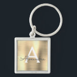 Luxury Gold Faux Stainless Steel Monogram Keychain<br><div class="desc">Luxury Gold Faux Stainless Steel Metallic Elegant Keychain. These Keychains can be customized to include your initial and first name. These key chains make great birthday,  bridal shower or bachelorette party favours.</div>