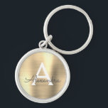 Luxury Gold Faux Stainless Steel Monogram Keychain<br><div class="desc">Luxury Gold Faux Stainless Steel Metallic Elegant Keychain. These Keychains can be customized to include your initial and first name. These key chains make great birthday,  bridal shower or bachelorette party favours.</div>