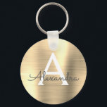 Luxury Gold Faux Stainless Steel Monogram Keychain<br><div class="desc">Luxury Gold Faux Stainless Steel Metallic Elegant Keychain. These Keychains can be customized to include your initial and first name. These key chains make great birthday,  bridal shower or bachelorette party favours.</div>