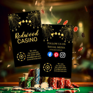 Luxury Gold Fireworks Casino Poker Business Card
