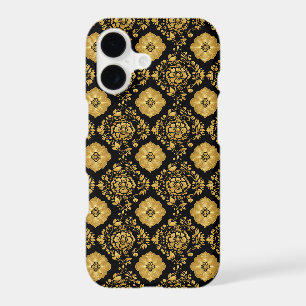 Luxury Gold Floral Damask Pattern On Black