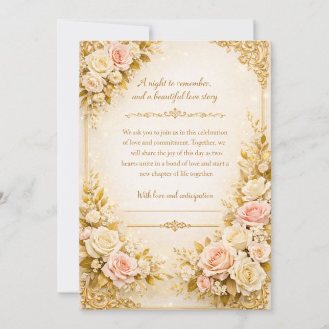 Luxury Gold Floral Elegant Wedding Invitation Card (Front)