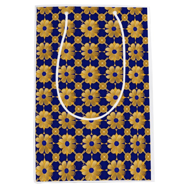 "Luxury Gold Floral Gift Bag – Elegant Wrapping fo (Front)