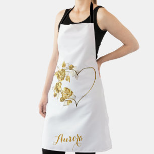 Luxury Gold Floral Glitter Typography Apron