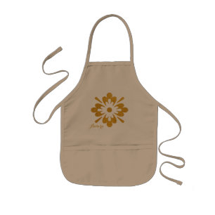 Luxury Gold Floral Glitter Typography Kids Apron