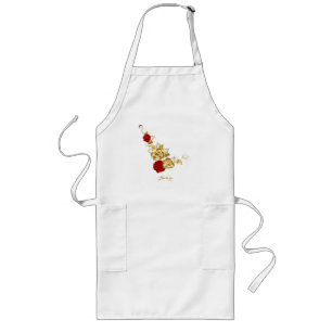 Luxury Gold Floral Glitter Typography Long Apron