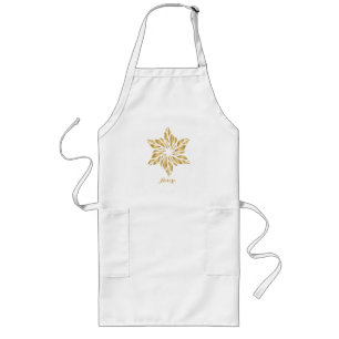 Luxury Gold Floral Glitter Typography Long Apron