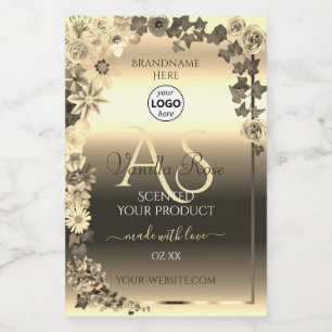 Luxury Gold Floral Product Label Monogram Add Logo
