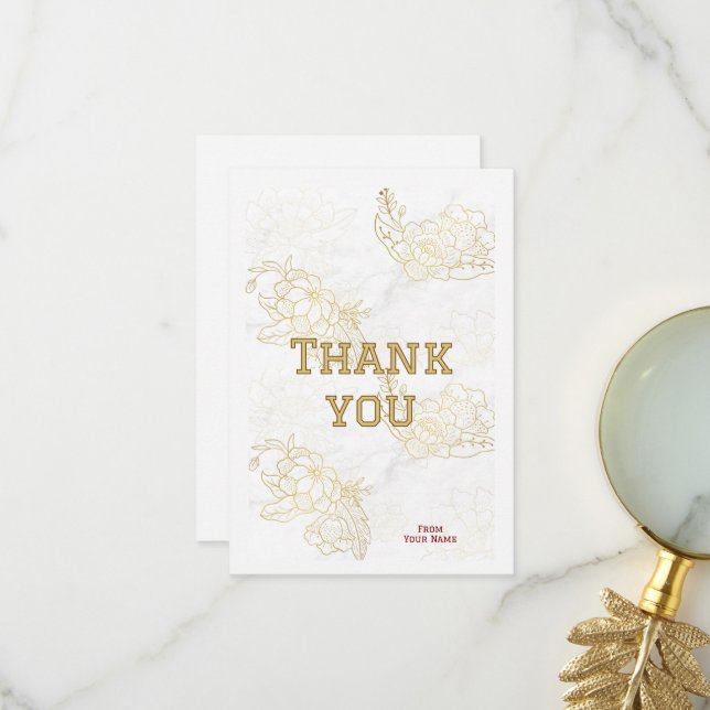 Luxury Gold Floral Thank You Card for Purchase App (Front/Back In Situ)
