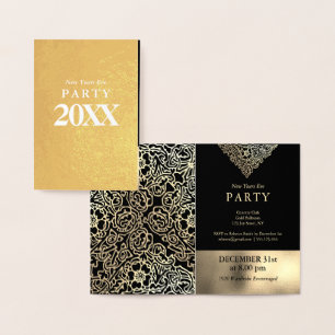 Luxury Gold Foil Black New Year's Eve Invitations