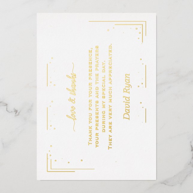 Luxury GOLD FOIL Carte de remerciements de confirm (Recto)