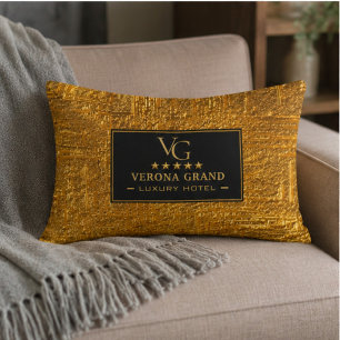 Luxury Gold Foil Five Star Hotel Branding Elegant Accent Pillow