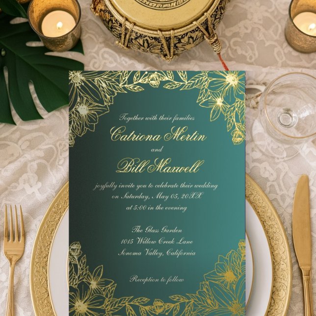 Luxury Gold Foil Floral Wedding Invitation (Creator Uploaded)