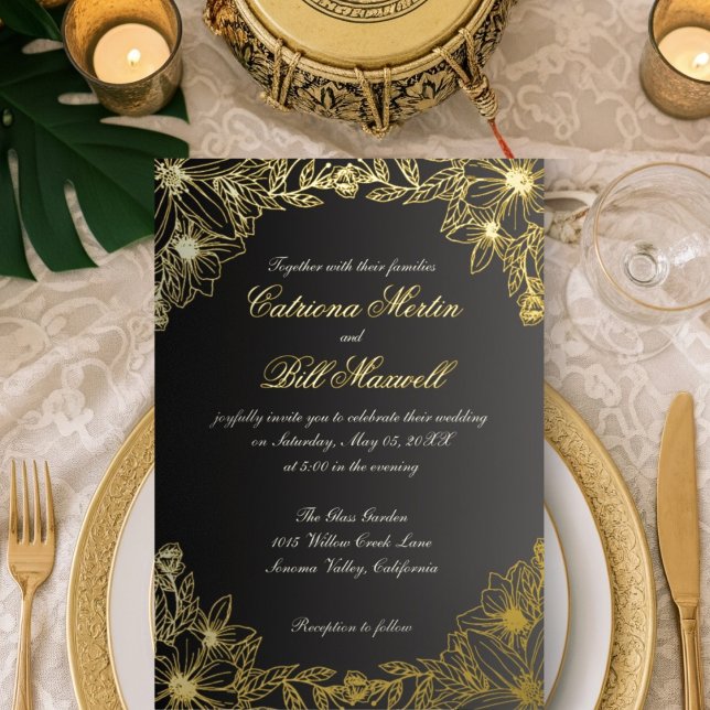 Luxury Gold Foil Florals Wedding Invitation (Creator Uploaded)