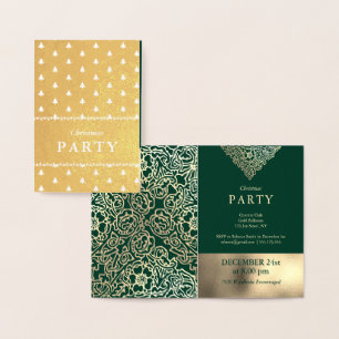 Luxury Gold Foil Green Christmas Party Invitations