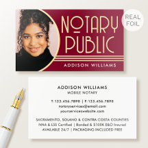 Luxury Gold Foil Notary Public Photo Burgundy Red