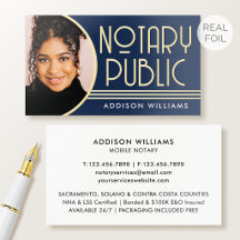 Luxury Gold Foil Notary Public Photo Navy Blue