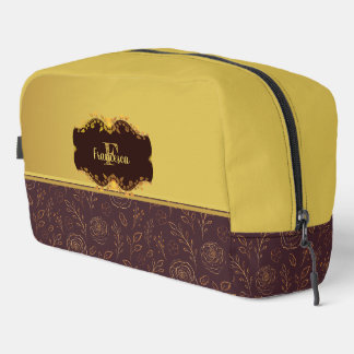 Luxury Gold Foil Roses Name Monogram  Dopp Kit