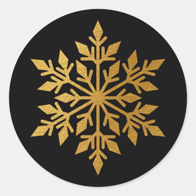 Luxury Gold Foil Snowflake Black Envelope Seal (Front)