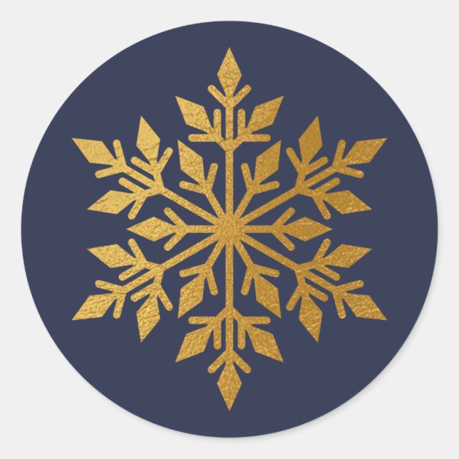 Luxury Gold Foil Snowflake Blue Envelope Seal (Front)