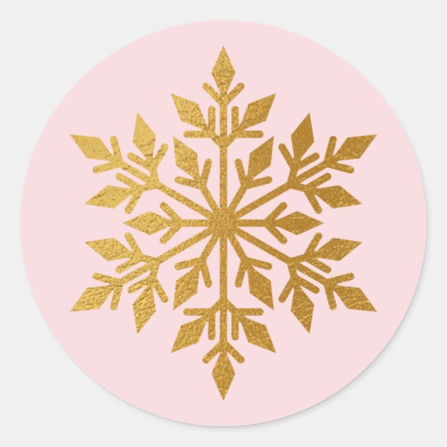 Luxury Gold Foil Snowflake Blush Envelope Seal (Front)