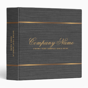 Luxury Gold Frame Black Linen Custom Company Name Binder