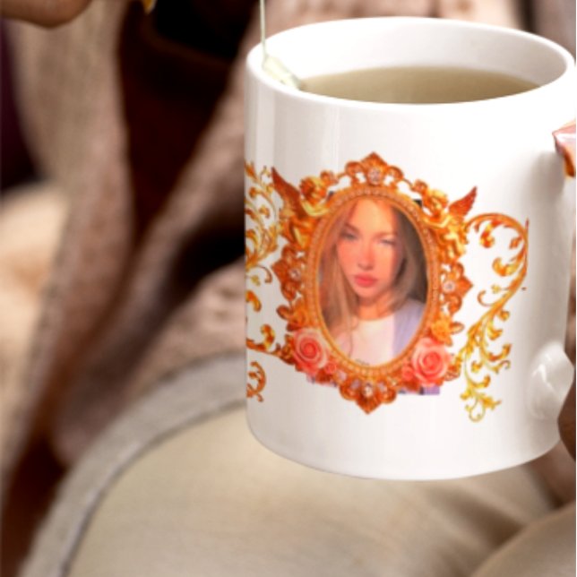 Luxury Gold Frame for Your Photos | Personalized C Coffee Mug (Creator Uploaded)