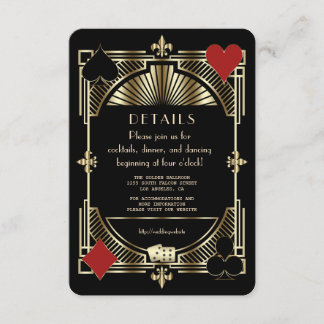 Luxury Gold Gatsby Style Wedding Reception Enclosure Card
