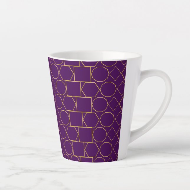 Luxury Gold Geometric on Royal Purple Latte Mug (Right)