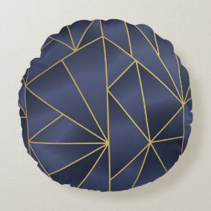 Luxury gold geometric seamless pattern round pillow