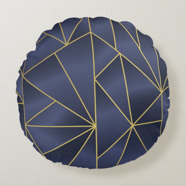 Luxury gold geometric seamless pattern round pillow (Front)