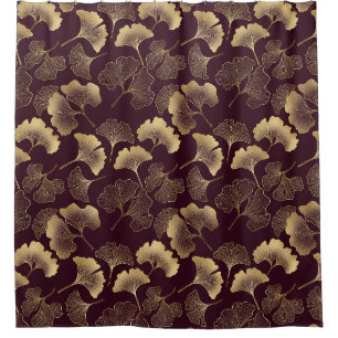 Luxury Gold Ginkgo Burgundy